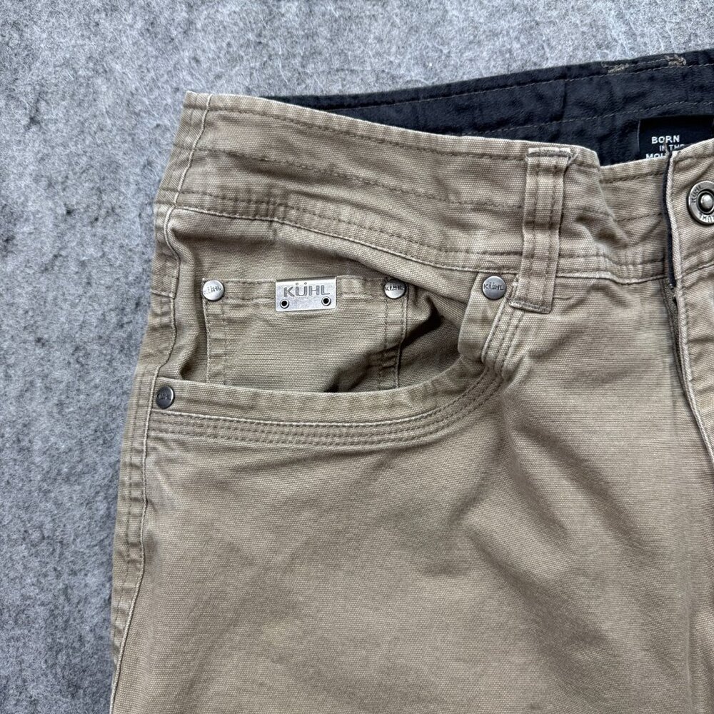 Kuhl 5-Pocket Pants Men 34 x 29* Beige Khaki Free Kanvus Jean Stretch Gusseted - Picture 4 of 16